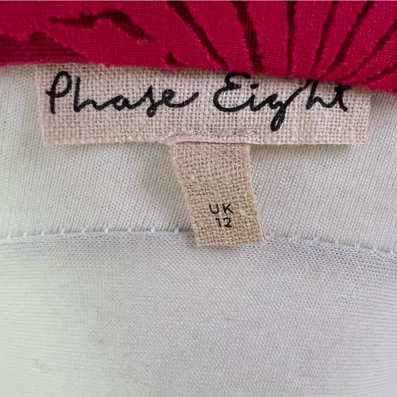 Phase Eight Bright Pink Layered Floral Short Sleeve Floaty Top UK Size 12 - Picture 9 of 10